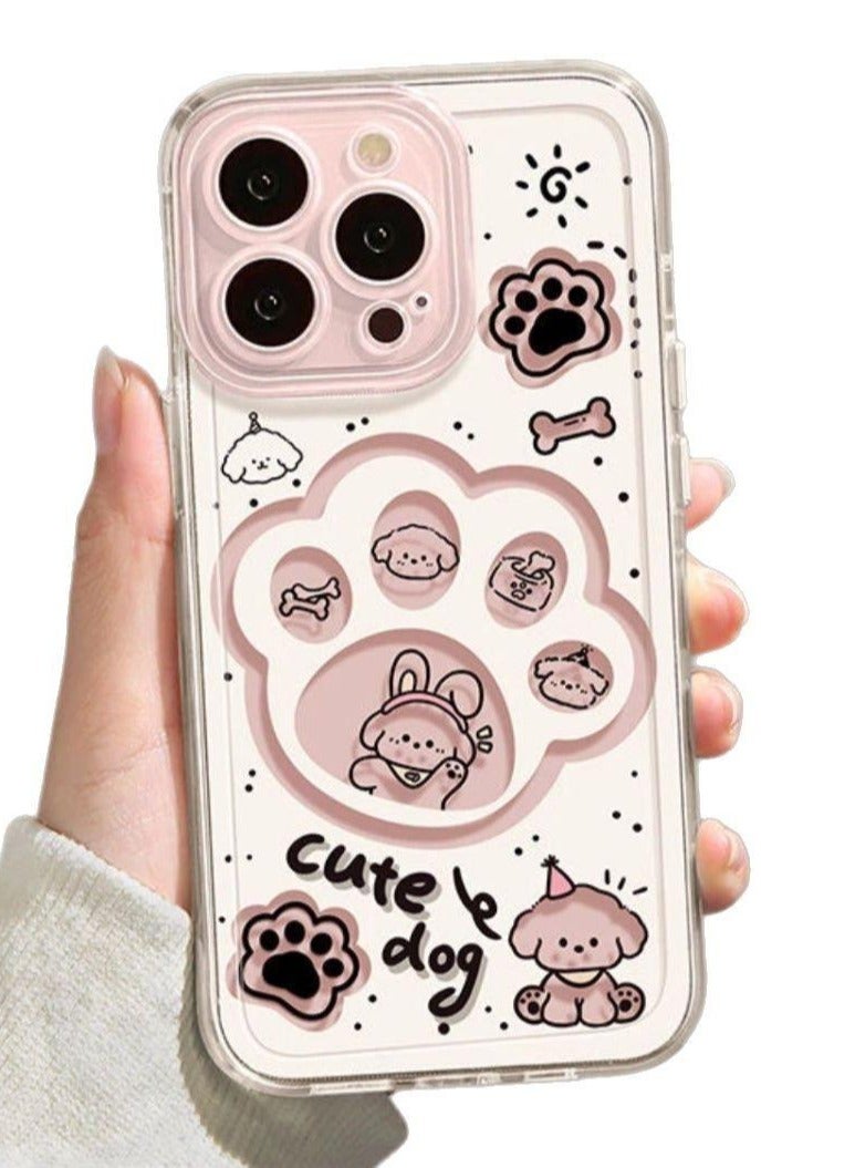 جراب طباعة جرو لطيف لجهاز iPhone 16 Pro - غلاف شفاف ناعم بنمط كامل ، مقاوم للصدمات ، مضاد لبصمات الأصابع ، تبديد الحرارة - Image 1