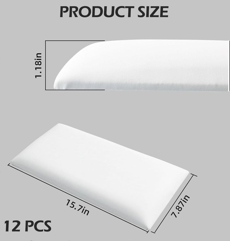 Elvone Upholstered Headboard Panels, 12 Panels Sized 7.8" x 15.7" Peel and Stick Padded Wall Panels for Kids, 3D Anti-Collision Wall Mounted Bed headboard for Full, White - Image 2