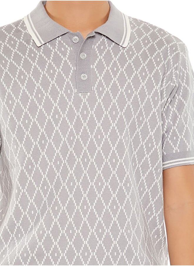 FOREVER 21 Geometric Sweater-Knit Polo Shirt  - Image 5