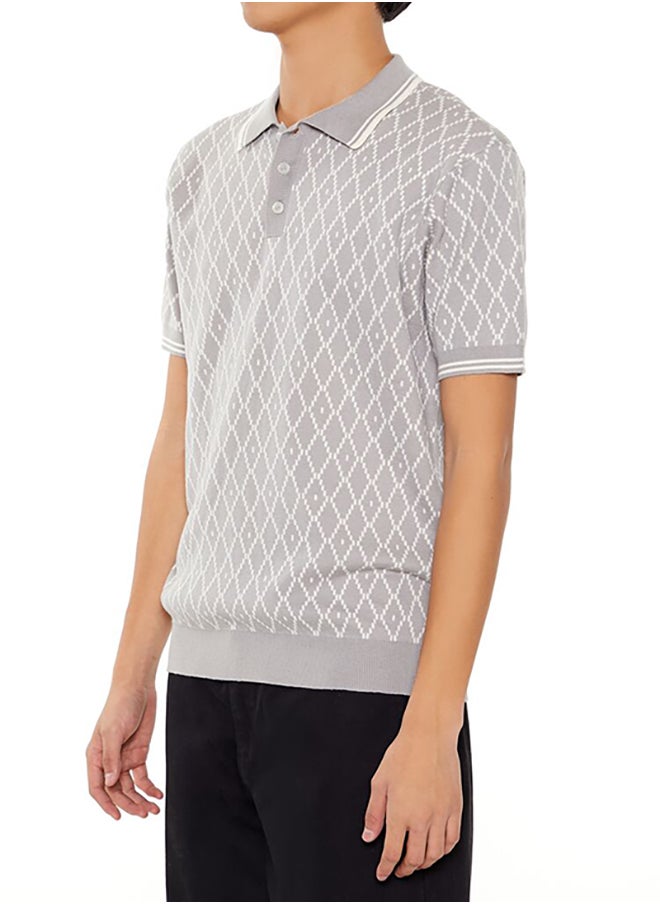 FOREVER 21 Geometric Sweater-Knit Polo Shirt  - Image 2
