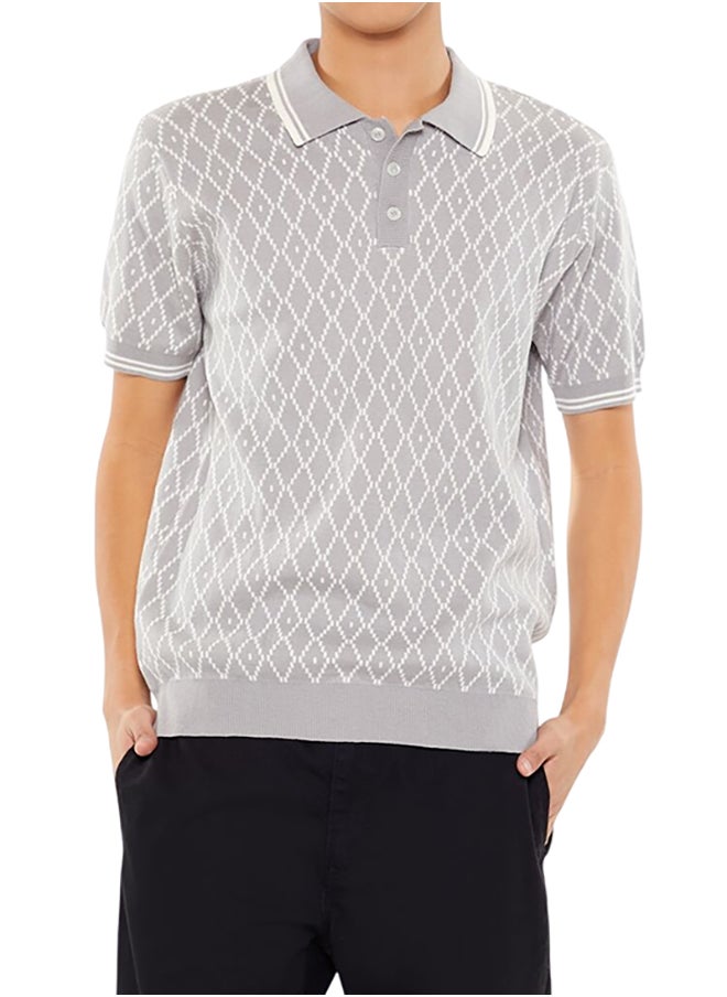 FOREVER 21 Geometric Sweater-Knit Polo Shirt  - Image 1