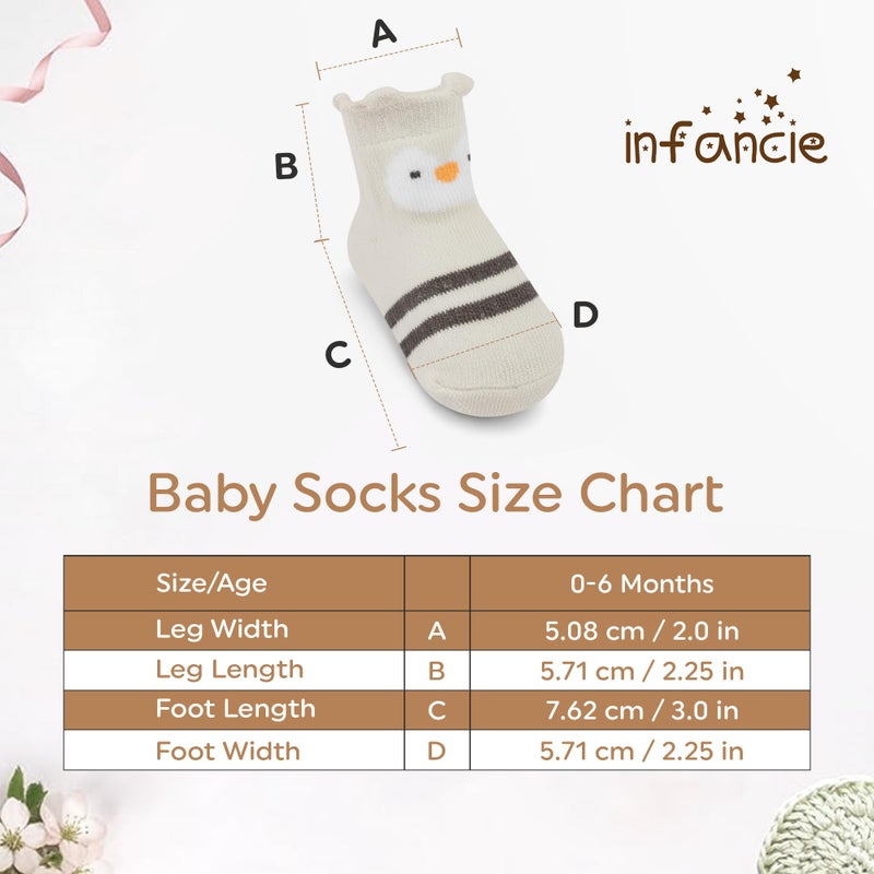 infancie Organic Cotton GOTS Certified Baby Socks 0-6 Months Soft for Infants, Comfortable and Breathable, Newborn 7 Pair Socks for Girls & boys Lightweight Daily Wear Multi Color Animal Design - Image 4