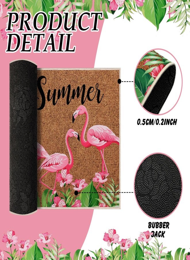 Suttmin 3 Pcs Summer Flamingo Door Mats Welcome Hello Floor Mat, Cute Flamingo Decorations for Home Kitchen Bathroom, Non-Slip Tropical Rugs for Entryway Porch Indoor Outdoor, 23.6 x 15.7 Inch - Image 2
