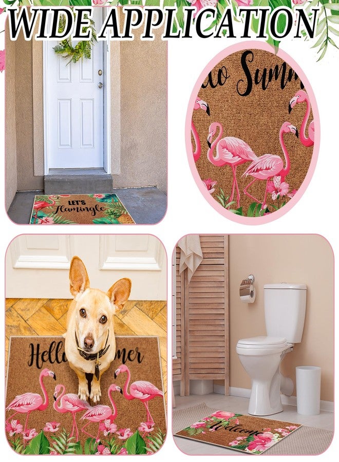 Suttmin 3 Pcs Summer Flamingo Door Mats Welcome Hello Floor Mat, Cute Flamingo Decorations for Home Kitchen Bathroom, Non-Slip Tropical Rugs for Entryway Porch Indoor Outdoor, 23.6 x 15.7 Inch - Image 5