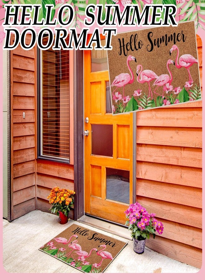 Suttmin 3 Pcs Summer Flamingo Door Mats Welcome Hello Floor Mat, Cute Flamingo Decorations for Home Kitchen Bathroom, Non-Slip Tropical Rugs for Entryway Porch Indoor Outdoor, 23.6 x 15.7 Inch - Image 3