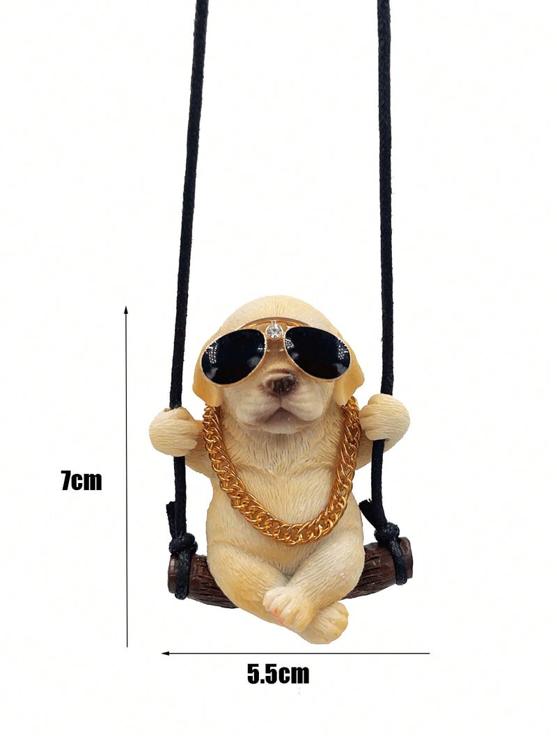 Car Hanging Decoration Cool Dog with Sunglasses and Gold Chain – Fun and Unique Rearview Mirror Ornament - Image 4