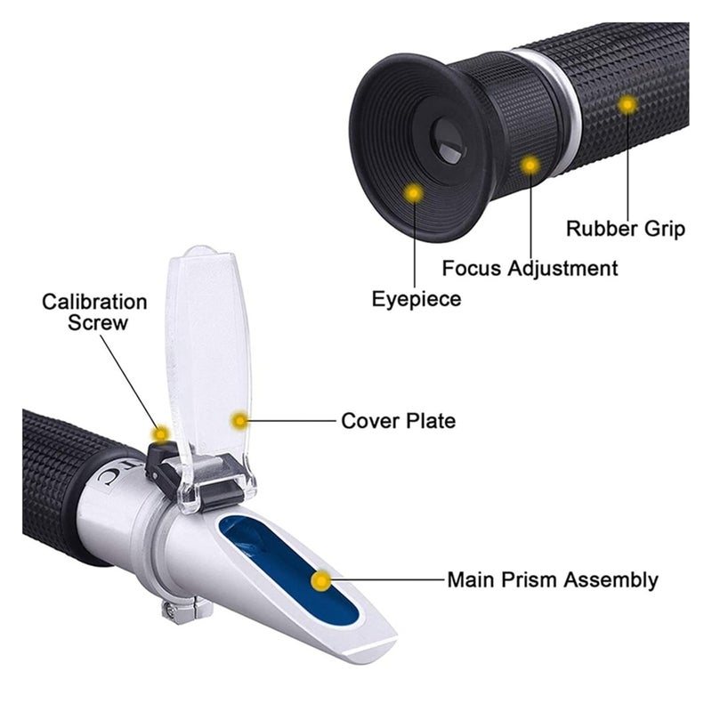 Refractometer, Hand Held Honey Refractometer 58-90% Brix Sugar Baume 38-43Be' Water 12-27% Content Beekeeping Meter(with Box) - Image 3