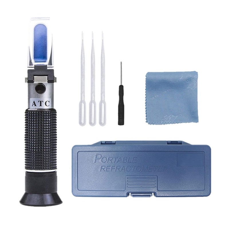 Refractometer, Hand Held Honey Refractometer 58-90% Brix Sugar Baume 38-43Be' Water 12-27% Content Beekeeping Meter(with Box) - Image 1
