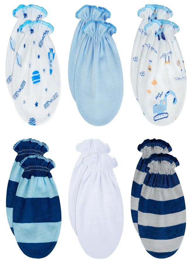 RATIVE Newborn Baby Cotton Gloves Sleep Sleeping No Scratch Mitten Mittens Mitts Set for 0-3 0-6 Months Boy Boys Girl Girls (6 Pairs/MB-67) - Image 1