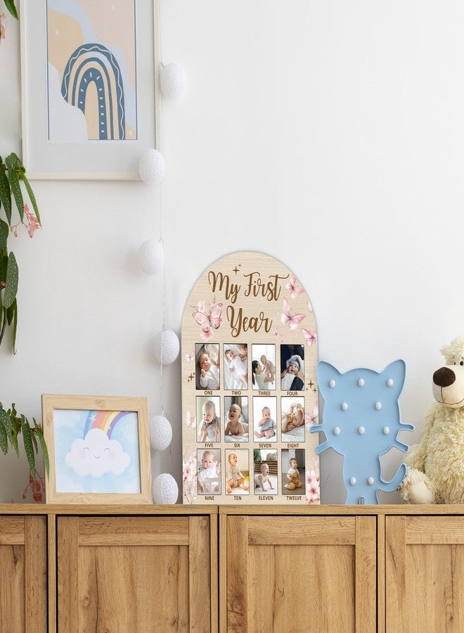 SIXEIGHT Butterfly My First Year Photo Board Frame, 12 Monthly Baby Milestone Wooden Sign, Gender Neutral Nursery Decor for Girl Boy, Baby Keepsake Gifts for 1st Butterfly Birthday Decorations-A14 - Image 4