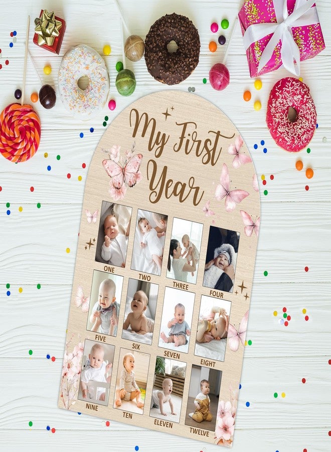 SIXEIGHT Butterfly My First Year Photo Board Frame, 12 Monthly Baby Milestone Wooden Sign, Gender Neutral Nursery Decor for Girl Boy, Baby Keepsake Gifts for 1st Butterfly Birthday Decorations-A14 - Image 5