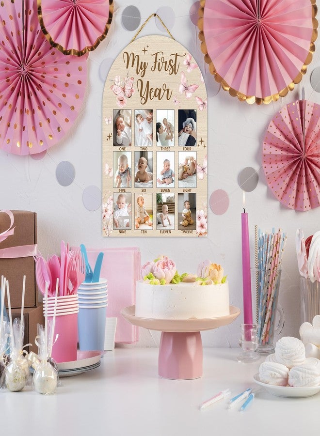 SIXEIGHT Butterfly My First Year Photo Board Frame, 12 Monthly Baby Milestone Wooden Sign, Gender Neutral Nursery Decor for Girl Boy, Baby Keepsake Gifts for 1st Butterfly Birthday Decorations-A14 - Image 3