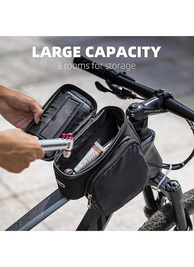 Rockbros - Bike Frame Bag Bike Phone Mount Bag Bicycle Phone Holder With Side Bags Bike Top Tube Bag For Cycling Mountain Road Bike Pouch Accessories Storage Bag - Image 1