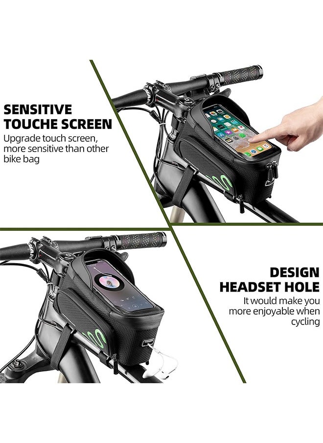 Rockbros - Bike Frame Bag Bike Phone Mount Bag Bicycle Phone Holder With Side Bags Bike Top Tube Bag For Cycling Mountain Road Bike Pouch Accessories Storage Bag - Image 1