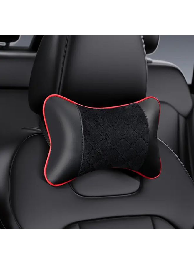 2pcs Black Universal Car Headrest Faux Leather Neck Pillow Soft Comfortable Seat Rest Cushion Auto Accessories Decorations - Image 3