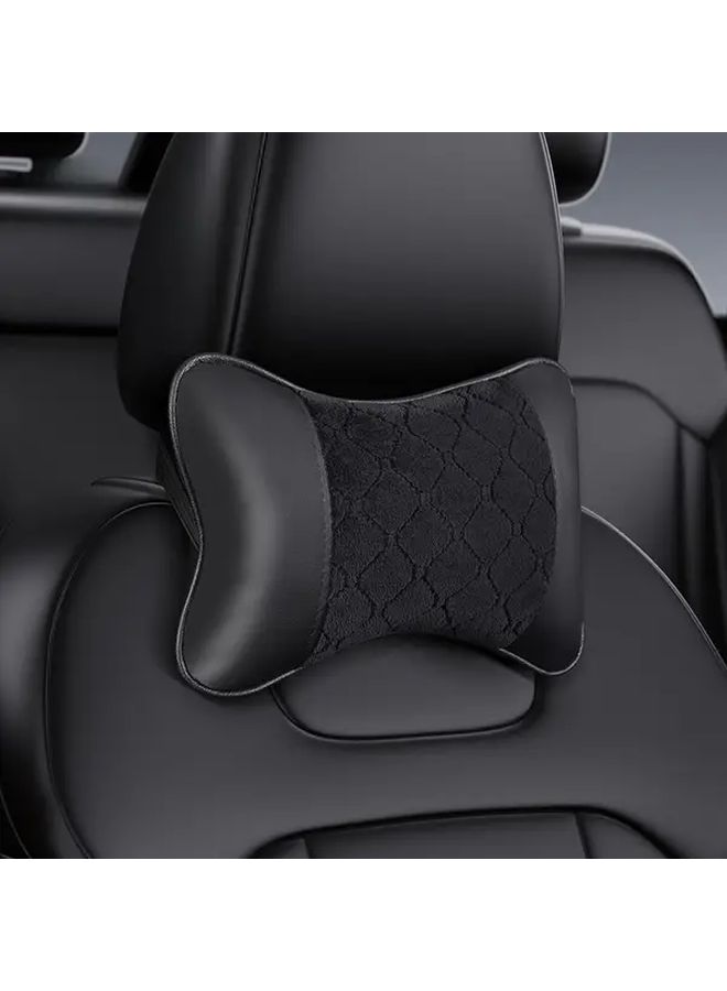 2pcs Black Universal Car Headrest Faux Leather Neck Pillow Soft Comfortable Seat Rest Cushion Auto Accessories Decorations - Image 4