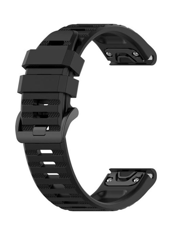 NIBEMINENT 22mm Quick Release Official Texture Wrist Strap Watchband with Metal Button For Garmin Fenix 6 Black - Image 3