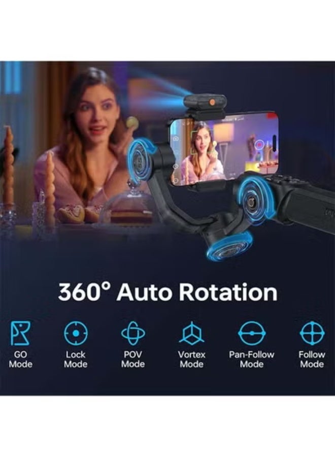 زيون مثبت ZHIYUN Smooth 5S AI Pro Gimbal للهواتف الذكية ثلاثي المحاور مع متتبع AI، ضوء ملء مغناطيسي/مدمج، حقيبة تخزين، مثبت iPhone لتسجيل الفيديو ومدونات الفيديو - Image 3