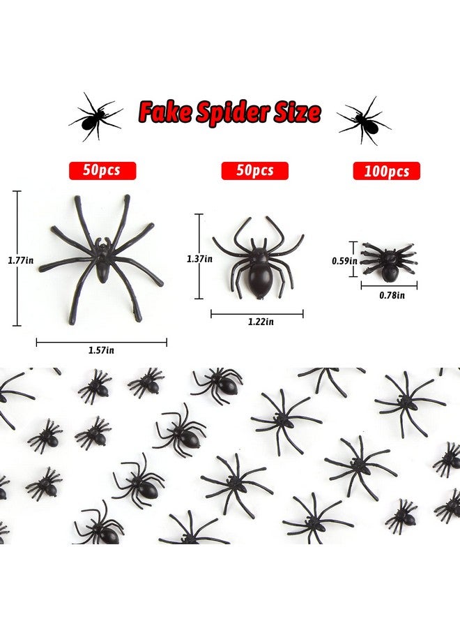 CCINEE 200 pcs Mini Realistic Spiders, Black Small Spiders Fake Plastic Spiders Prank Prop Joke Toys for Home Decoration Halloween Party Favors Supply, 3 Sizes - Image 2