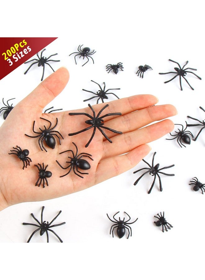 CCINEE 200 pcs Mini Realistic Spiders, Black Small Spiders Fake Plastic Spiders Prank Prop Joke Toys for Home Decoration Halloween Party Favors Supply, 3 Sizes - Image 3