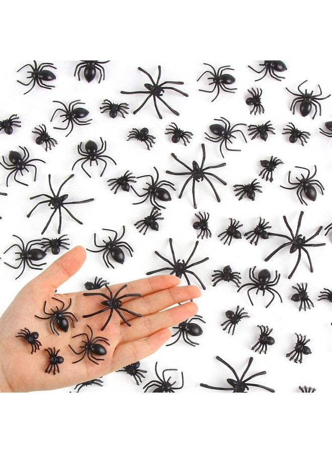 CCINEE 200 pcs Mini Realistic Spiders, Black Small Spiders Fake Plastic Spiders Prank Prop Joke Toys for Home Decoration Halloween Party Favors Supply, 3 Sizes - Image 1
