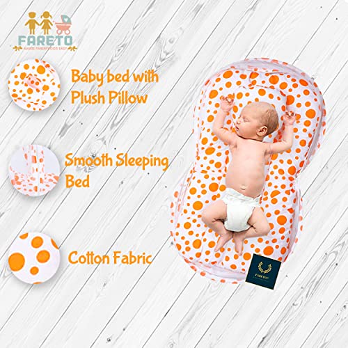 Fareto Baby Mattress with Mosquito Net & Sleeping Bag Combo 0-6 Months(PI: Circle) (0-6 Months) (Orange) - Image 3