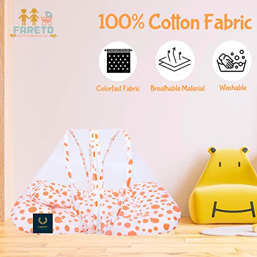 Fareto Baby Mattress with Mosquito Net & Sleeping Bag Combo 0-6 Months(PI: Circle) (0-6 Months) (Orange) - Image 5