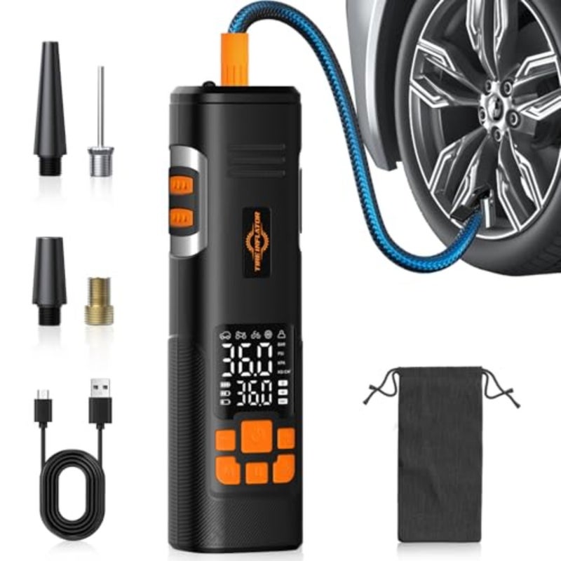 150PSI Tire Inflator Portable Air Compressor, Cordless Bike Pump Fast Inflation, Digital Pressure Gauge, LED Light, Auto Shutoff, One-Click Start, for Car, Motorcycle, Bicycle, Ball - Image 1