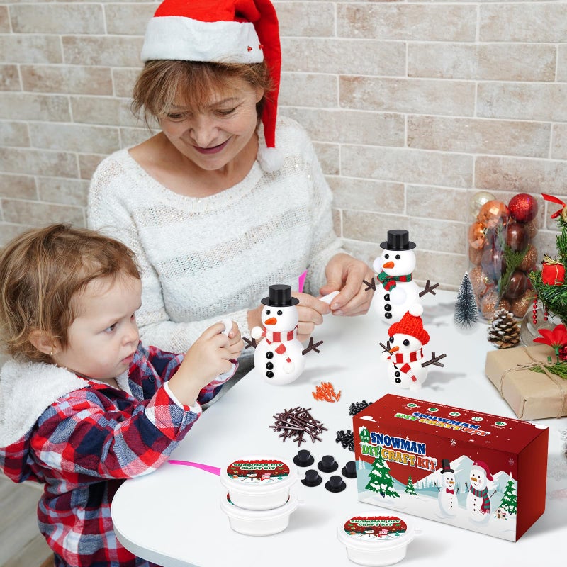 Outivity 9 Pack Build a Modeling Clay Snowman Kit, Winter DIY Crafts for Kids, Snowman Craft Kit for Indoor & Classroom Activities - Image 3