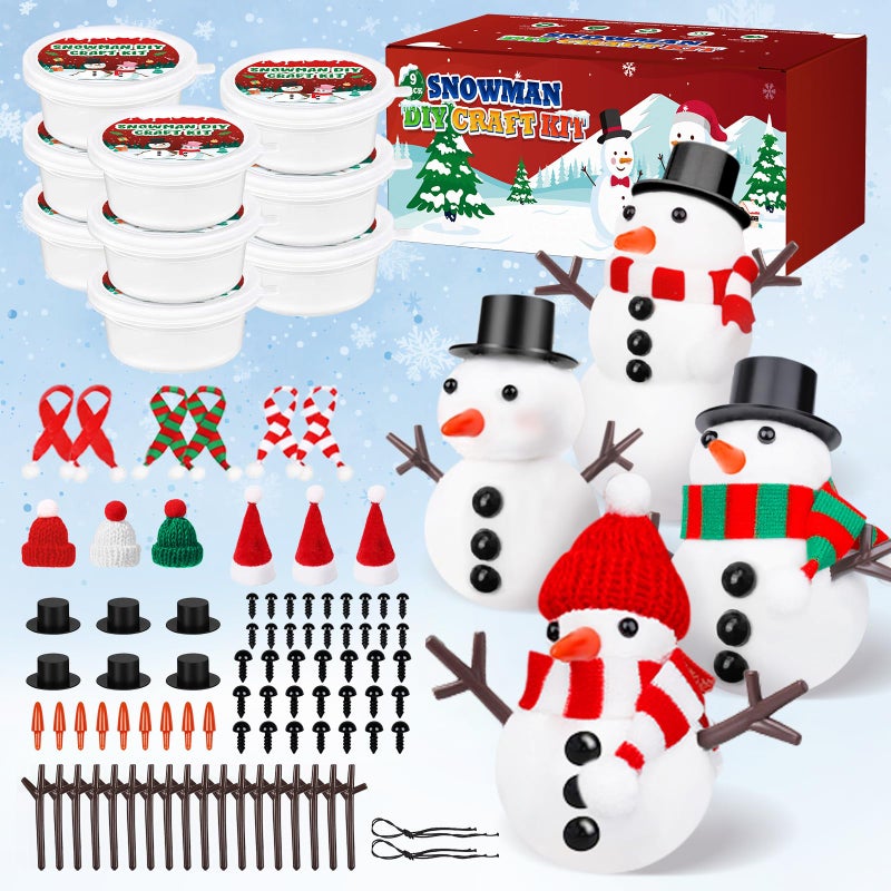 Outivity 9 Pack Build a Modeling Clay Snowman Kit, Winter DIY Crafts for Kids, Snowman Craft Kit for Indoor & Classroom Activities - Image 1
