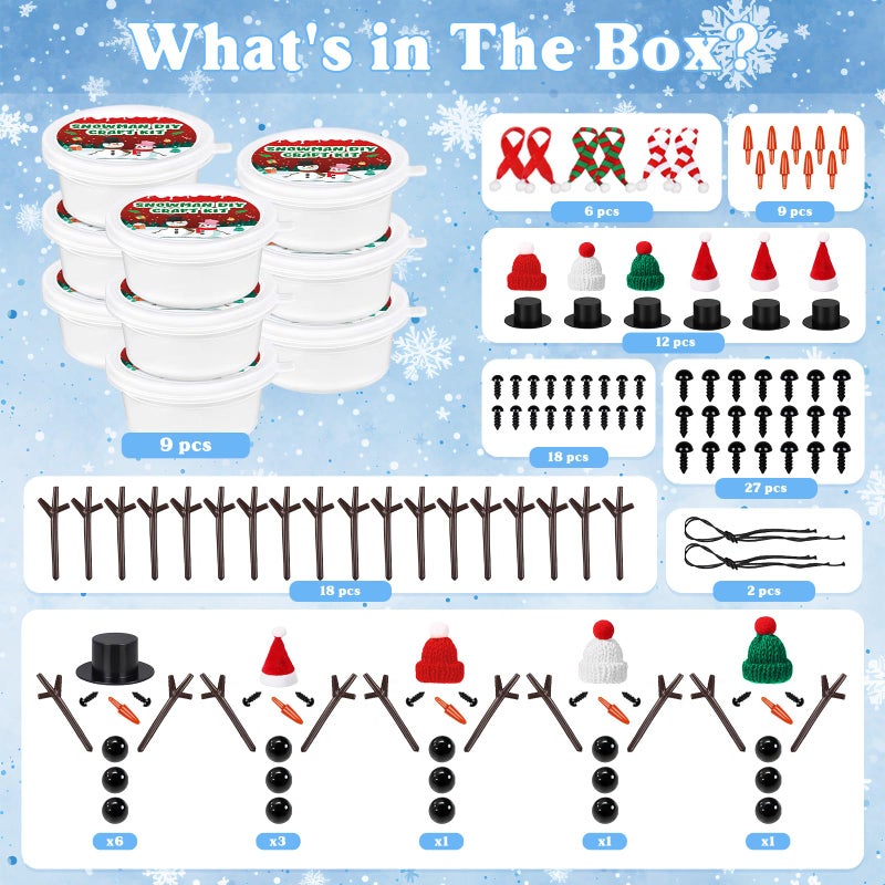 Outivity 9 Pack Build a Modeling Clay Snowman Kit, Winter DIY Crafts for Kids, Snowman Craft Kit for Indoor & Classroom Activities - Image 2