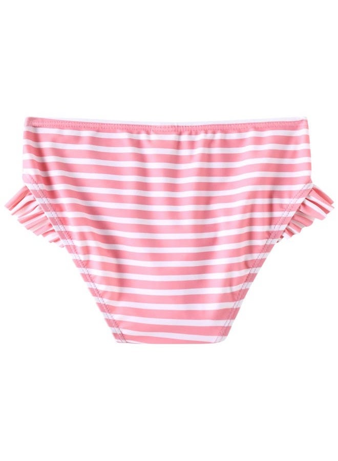 UMELOK Toddler Girls Rashguard Swimsuit 2-Pieces Long Sleeve Bathing Suit Swimsuit Sets Light Purple/Pink, Floral/Stripe 3T - Image 5