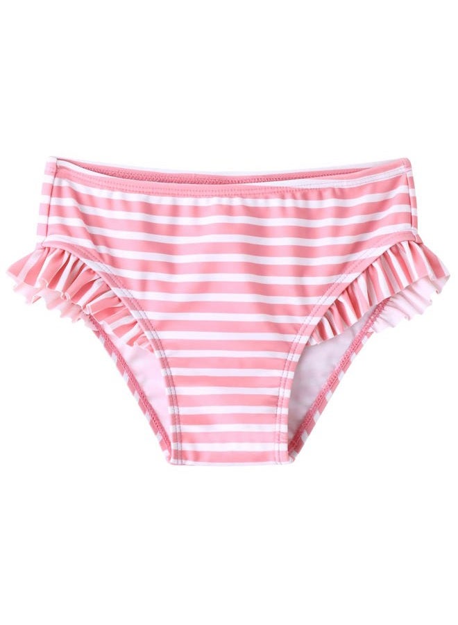 UMELOK Toddler Girls Rashguard Swimsuit 2-Pieces Long Sleeve Bathing Suit Swimsuit Sets Light Purple/Pink, Floral/Stripe 3T - Image 4