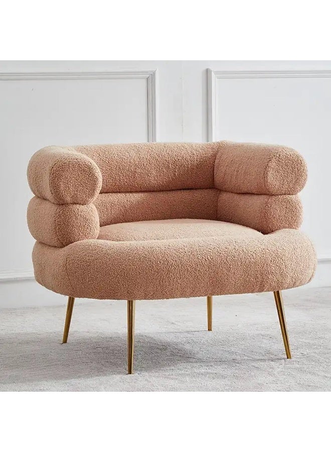 Bouclé Elegance: U-Form Accent Chair for Stylish Comfort and Modern Living (Warm Brown)