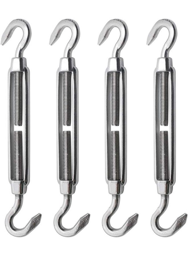 4PCS Hook & Hook Turnbuckle Wire Rope Tension M8 304 Stainless Steel Hook to Hook Turnbuckle Heavy Duty Wire Rope Tension - Image 1