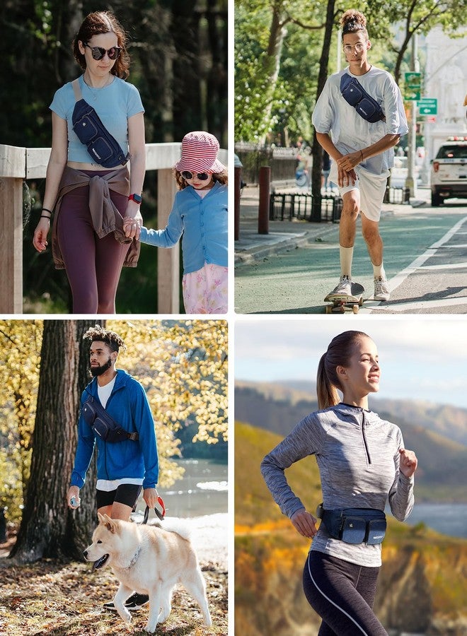 WATERFLY Fanny Pack Large Size Waist Bag Hip Pack for Men Women Travel or Running Walking (Dark Blue) - Image 2