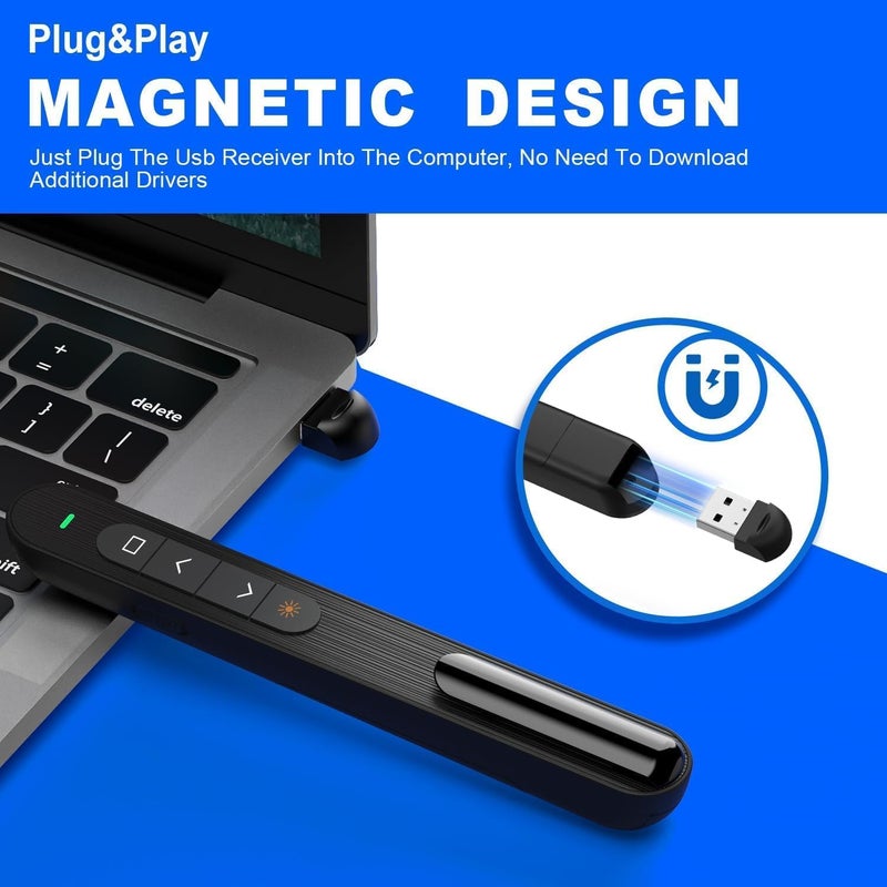 Presentation Clicker, Hyperlink Volume Control Wireless Presenter,PPT PowerPoint Clicker, RF 2.4GHz USB Presentation Remote Control PowerPoint Presentation Clicker for Keynote/PPT/Mac/PC - Image 2