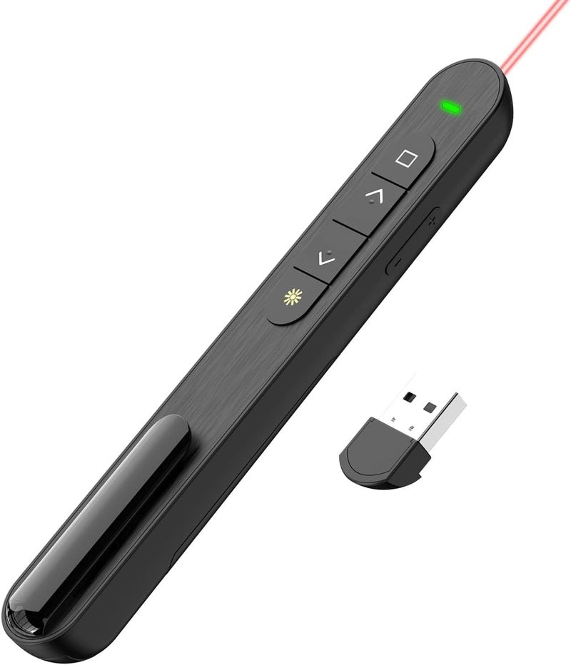 Presentation Clicker, Hyperlink Volume Control Wireless Presenter,PPT PowerPoint Clicker, RF 2.4GHz USB Presentation Remote Control PowerPoint Presentation Clicker for Keynote/PPT/Mac/PC - Image 1