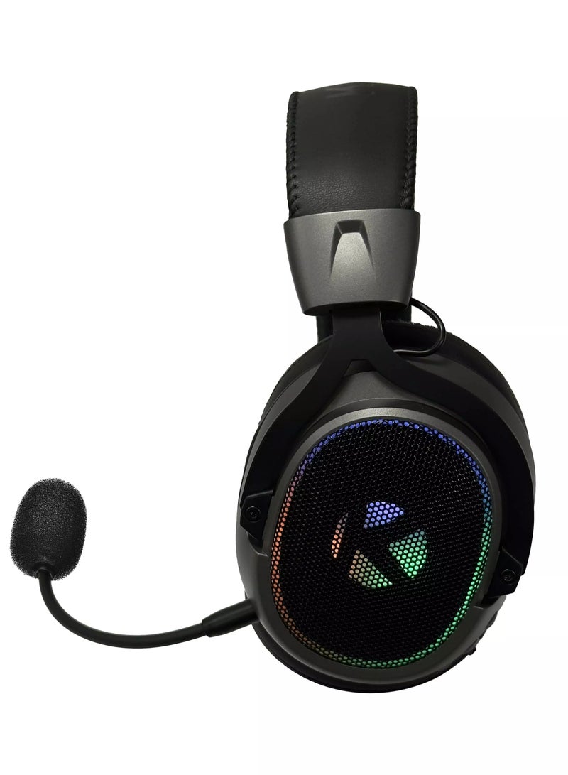 كي قيمنق سماعة ألعاب لاسلكية K10 ثلاثية الأوضاع صوت محيطي 7.1 RGB- أسود ورمادي متوافق مع PS4/PS5/PC - Image 2