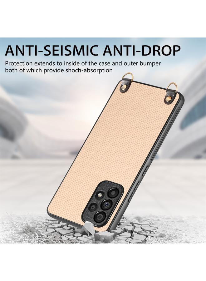 S-TOP Case For Samsung Galaxy S21 FE 5G Carbon Fiber Texture Leather Back Cover Phone Case with Crossbody Strap - Image 4