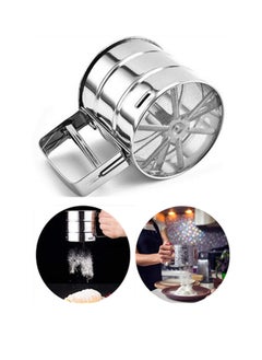 Generic Stainless Steel Flour Sieve, Manual Hand Sieve, Fine Mesh Sieve, Sifting Flour and Icing Sugar with Handle Flour Shaker - Flour Sifter Hand Held - Bake & Decorate Cakes, Pies(Silver)  - Image 1