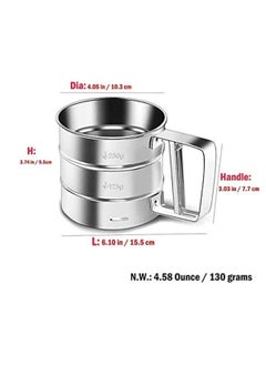 Generic Stainless Steel Flour Sieve, Manual Hand Sieve, Fine Mesh Sieve, Sifting Flour and Icing Sugar with Handle Flour Shaker - Flour Sifter Hand Held - Bake & Decorate Cakes, Pies(Silver)  - Image 2