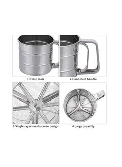 Generic Stainless Steel Flour Sieve, Manual Hand Sieve, Fine Mesh Sieve, Sifting Flour and Icing Sugar with Handle Flour Shaker - Flour Sifter Hand Held - Bake & Decorate Cakes, Pies(Silver)  - Image 4