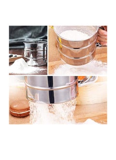 Generic Stainless Steel Flour Sieve, Manual Hand Sieve, Fine Mesh Sieve, Sifting Flour and Icing Sugar with Handle Flour Shaker - Flour Sifter Hand Held - Bake & Decorate Cakes, Pies(Silver)  - Image 5