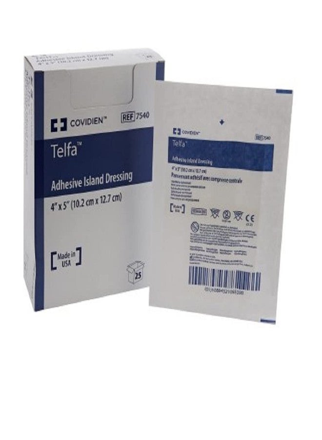 Kendall 7540 Telfa Adhesive Island Dressings - 2 in.X3 in. Pad Size 4 in.X5 in. Overall (Box of 25