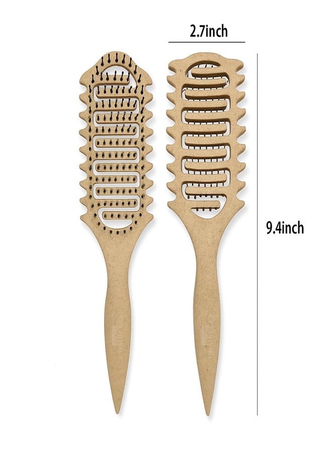 Combelle Curl Defining Brush - 24 cm Vented Detangling & Volumizing Hair Brush for Curly Hair - Vegan Boar Bristles, Ergonomic Handle, Reduces Frizz & Defines Curls (Beige) - Image 4