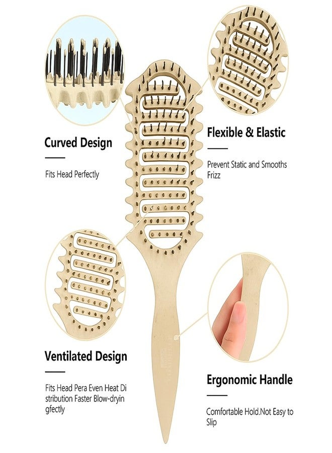 Combelle Curl Defining Brush - 24 cm Vented Detangling & Volumizing Hair Brush for Curly Hair - Vegan Boar Bristles, Ergonomic Handle, Reduces Frizz & Defines Curls (Beige) - Image 3