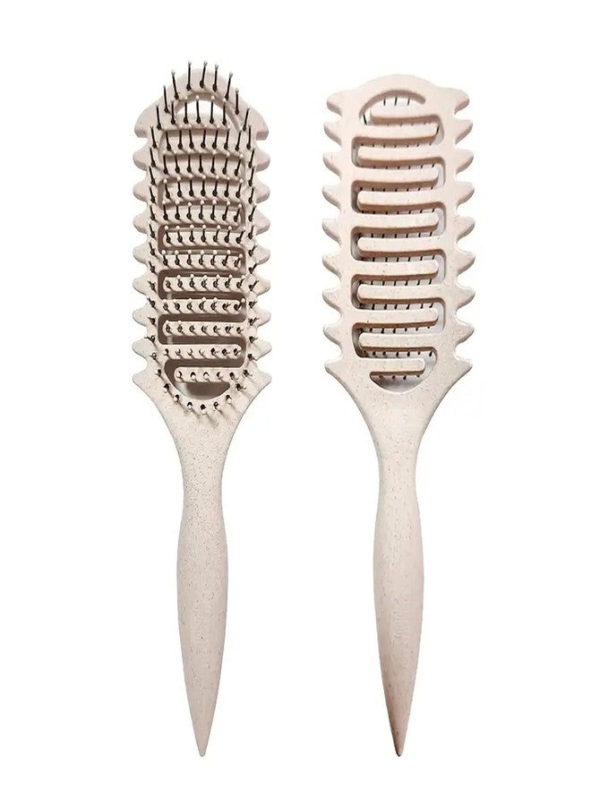 Combelle Curl Defining Brush - 24 cm Vented Detangling & Volumizing Hair Brush for Curly Hair - Vegan Boar Bristles, Ergonomic Handle, Reduces Frizz & Defines Curls (Beige) - Image 2