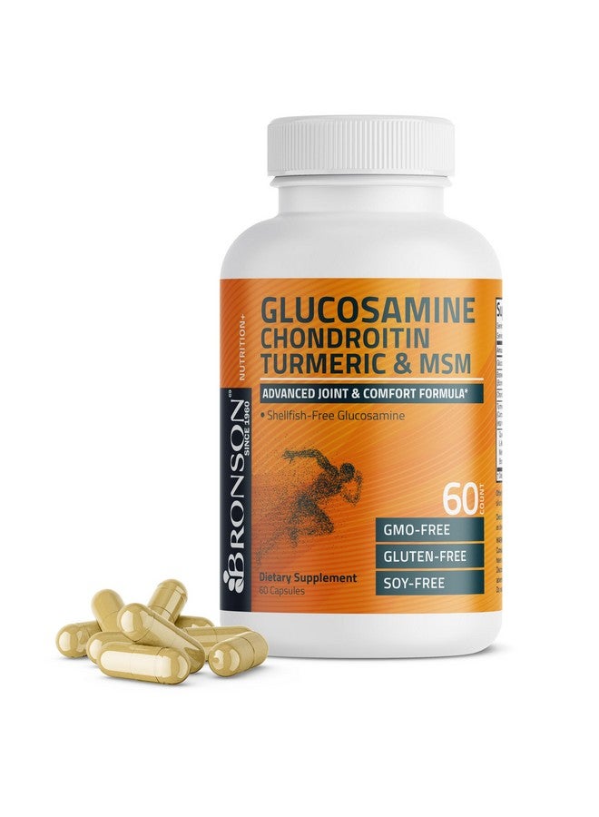 Bronson Glucosamine Chondroitin Turmeric & MSM Advanced Joint & Cartilage Formula, Supports Healthy Joints, Mobility & Cartilage - Non-GMO, 60 Capsules - Image 1