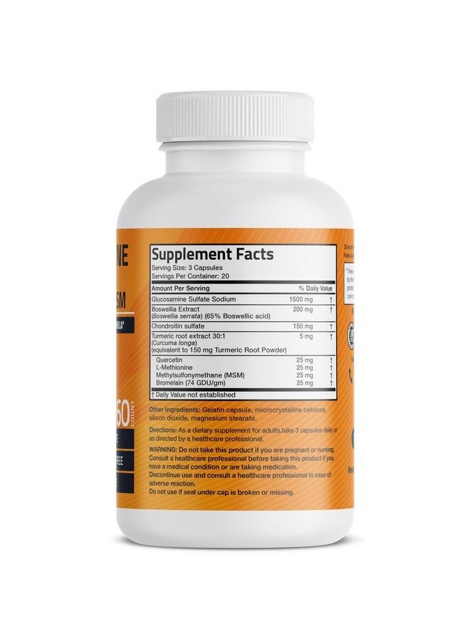 Bronson Glucosamine Chondroitin Turmeric & MSM Advanced Joint & Cartilage Formula, Supports Healthy Joints, Mobility & Cartilage - Non-GMO, 60 Capsules - Image 2